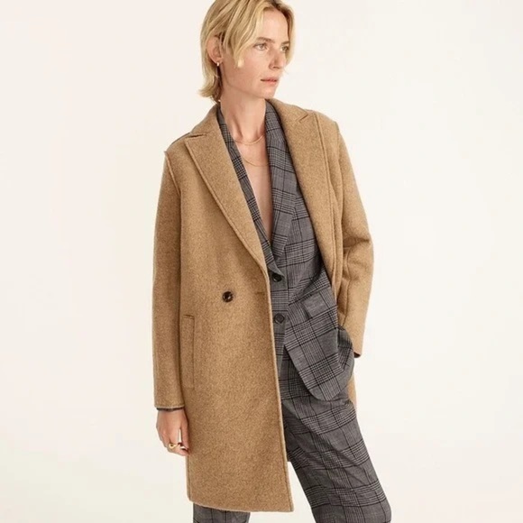 J.Crew Daphne topcoat Pea Coat Jacket in Italian boiled wool J4865 camel - Picture 1 of 12